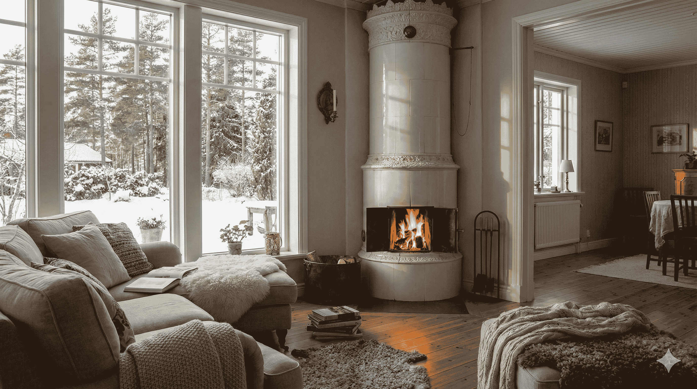 En brasa med ved från Göteborg